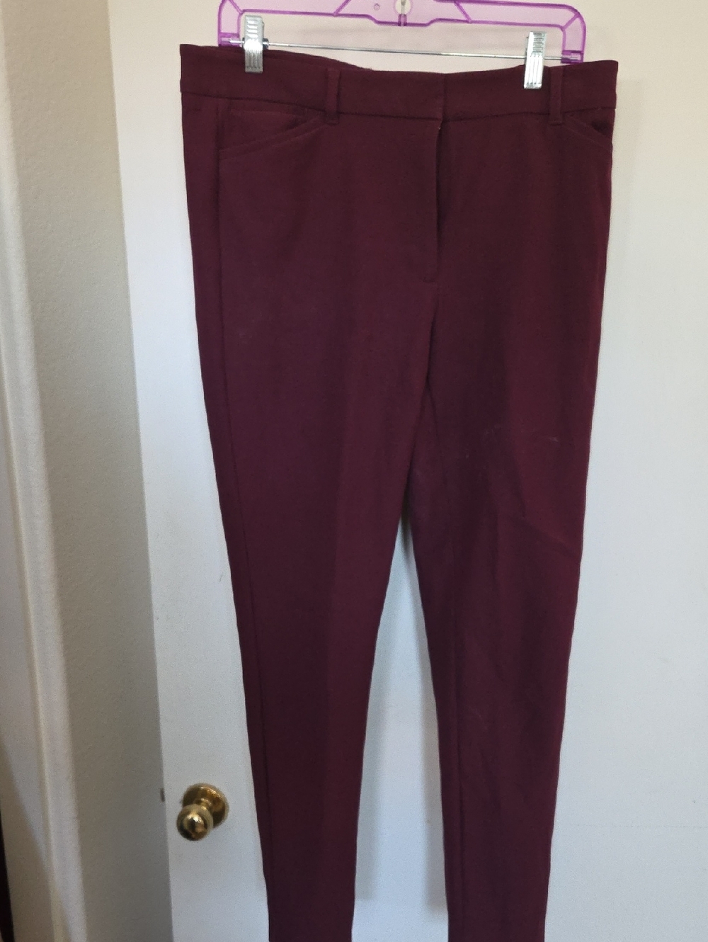 White House Black Market Ponte Skinny Ankle Pants in Wine